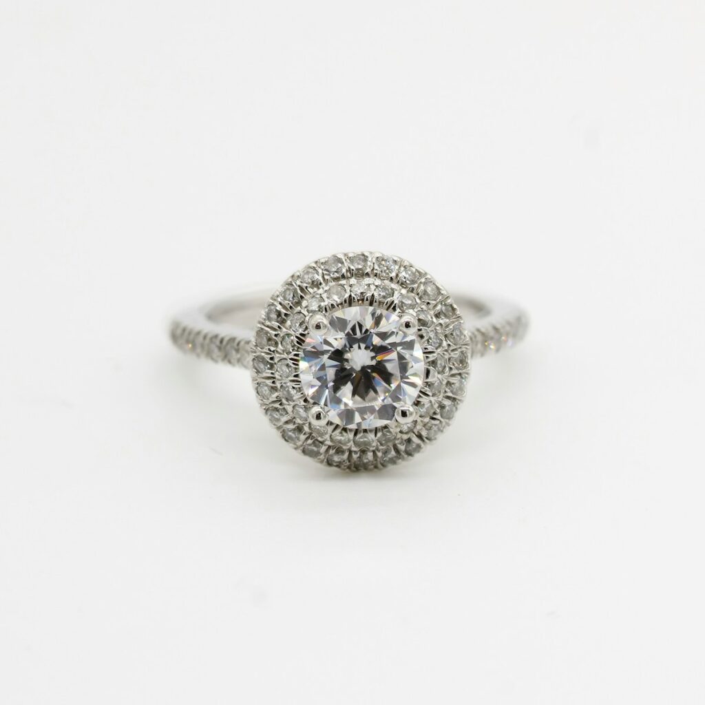 silver and diamond studded ring